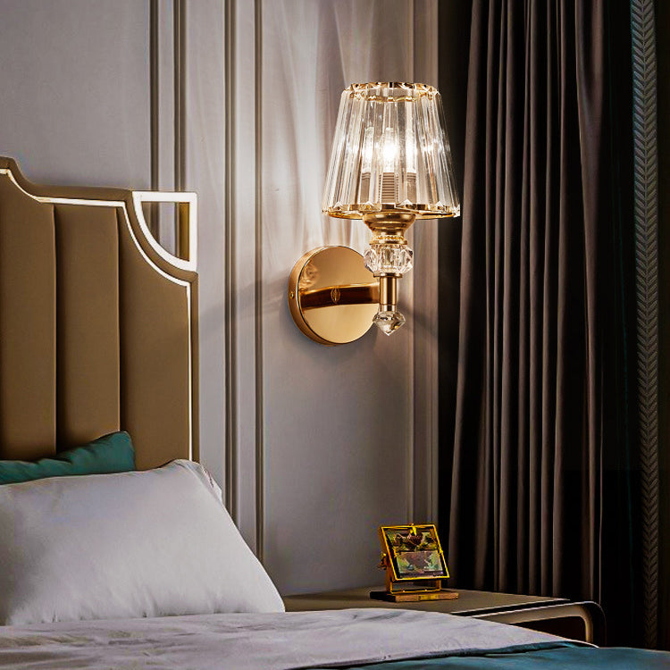 Round Trapezoidal Hardware Crystal 1-Light Wall Sconce Lamp