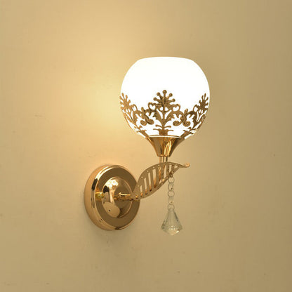 Minimalist Round Flower Iron Glass 1-Light Wall Sconce Lamp