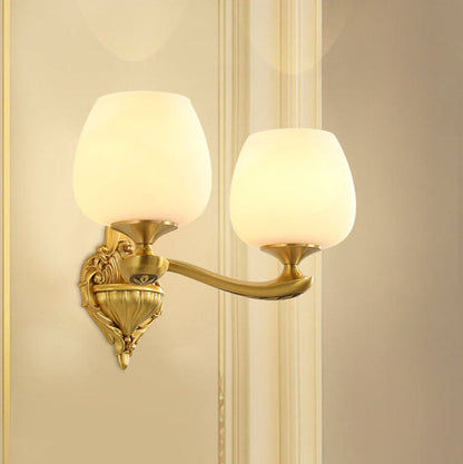 Light Glass Gold-Finished Frame 1/2 Light Wall Sconce Lamp