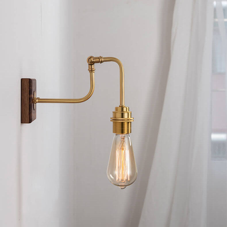 Traditional Square Walnut Copper 1-Light Wall Sconce Lamp