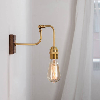Traditional Square Walnut Copper 1-Light Wall Sconce Lamp