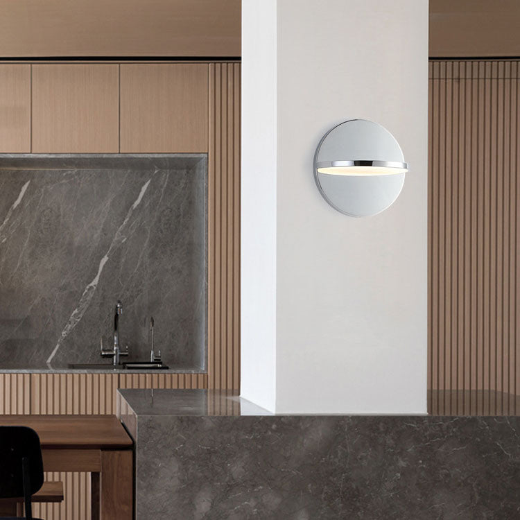 Nordic Chrome Round Stainless Steel LED Wall Sconce Lamp