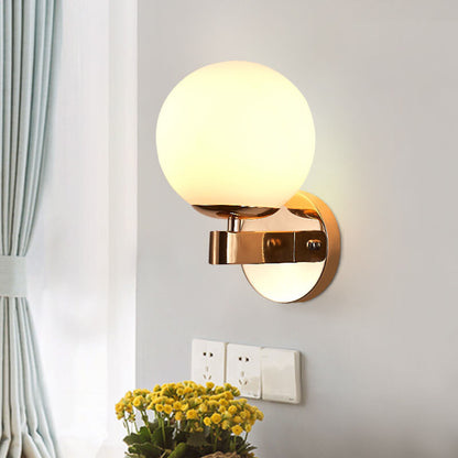 Scandinavian Orb Shade Iron Base 1-Light Wall Sconce Lamp