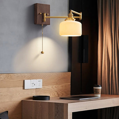 Japanese Grain Full Copper Ceramic 1-Light Wall Sconce Lamp