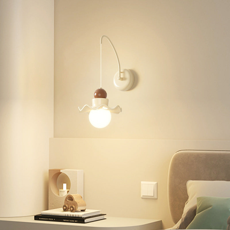 Round Disc Base PE Resin Iron 1-Light Wall Sconce Lamp