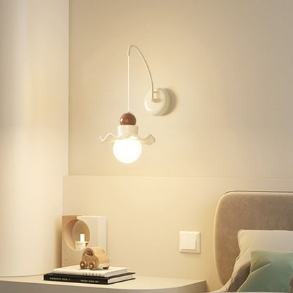 Round Disc Base PE Resin Iron 1-Light Wall Sconce Lamp