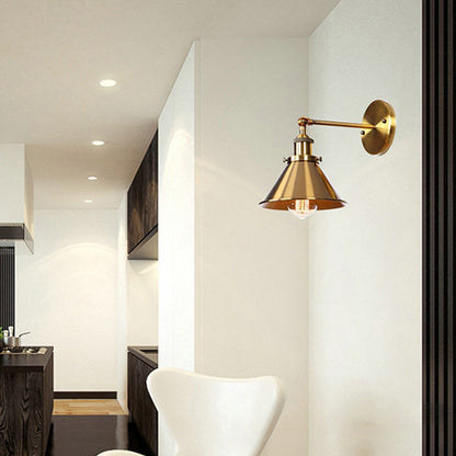 Retro Iron Cylinder Cone 1-Light Wall Sconce Lamp