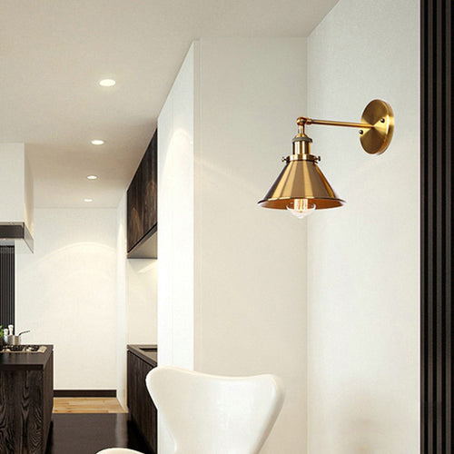 Retro Iron Cylinder Cone 1-Light Wall Sconce Lamp