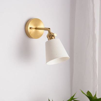 Scandinavian Stripe Ceramic Brass 1-Light Wall Sconce Lamp