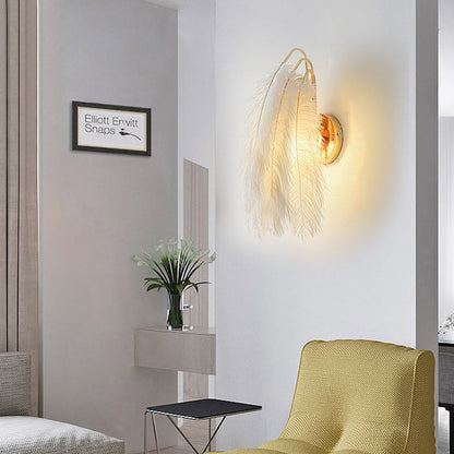 Creative Ostrich Feather Design 1-Light Wall Sconce Lamp