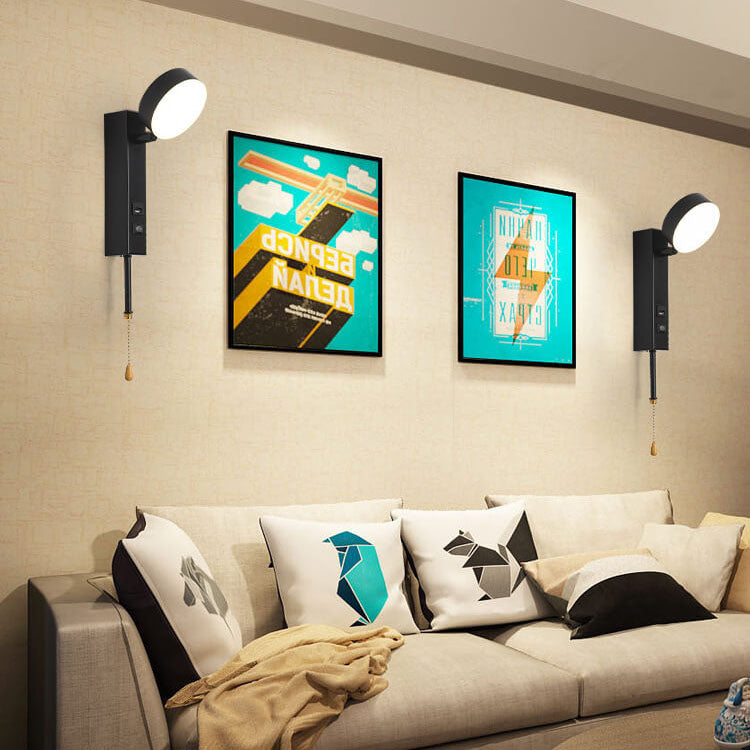 Minimalist Round Rectangular Base USB LED Wall Sconce Lamp