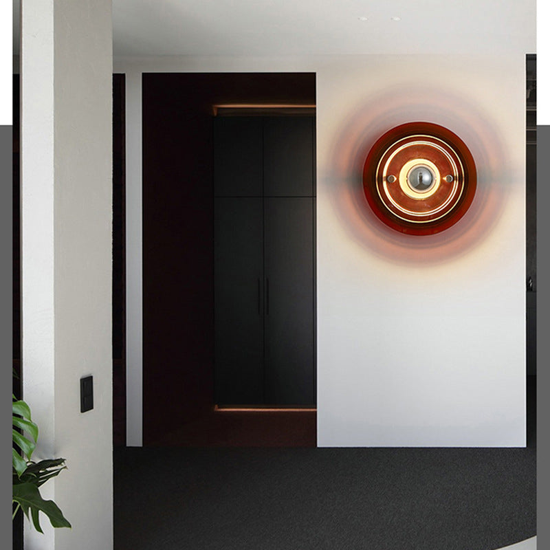 Multi-Layer Saucer Iron Acrylic 1-Light Wall Sconce Lamp