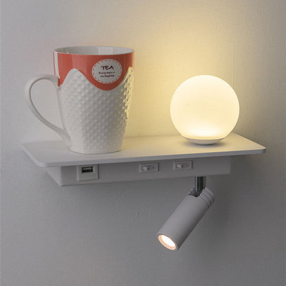 Black With USB Socket Iron LED Spotlight Wall Sconce Lamp