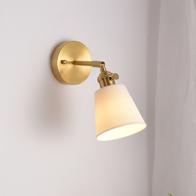 Scandinavian Stripe Ceramic Brass 1-Light Wall Sconce Lamp