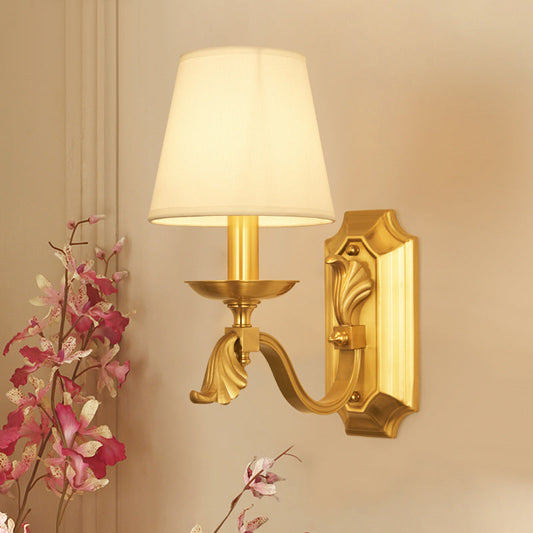 Modern Luxury Dome Copper Fabric 1/2-Light Wall Sconce Lamp