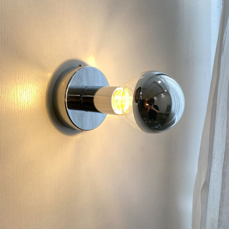 Electroplated Iron Spherical Glass 1-Light Wall Sconce Lamp