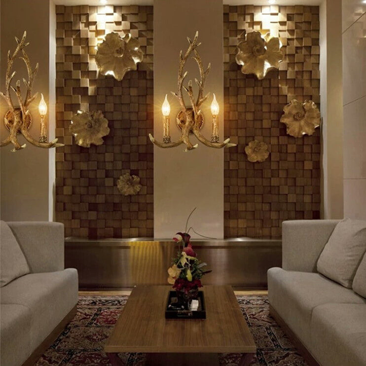 Industrial Resin Retro Antler 2-Light Creative Wall Sconce Lamp