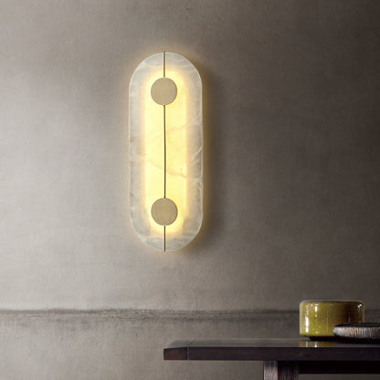 Traditional Copper Marble Oval Shade LED Wall Sconce Lamp