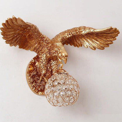 Resin Eagles Crystal Shade 1-Light Wall Sconce Lamp