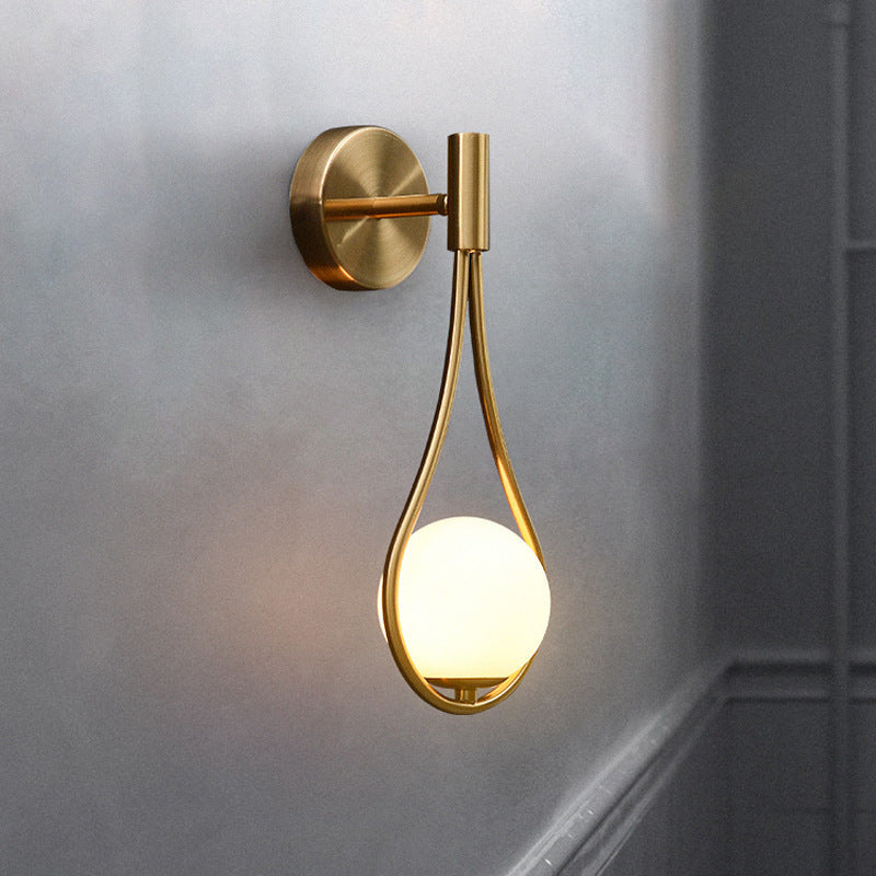 Teardrop Round Ball Iron Glass 1-Light Wall Sconce Lamp