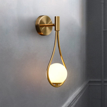Teardrop Round Ball Iron Glass 1-Light Wall Sconce Lamp