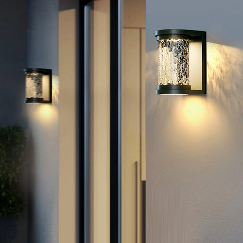 Waterproof Steel Glass Cylinder LED Wall Sconce Lamp