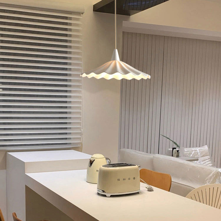 Minimalist Round Pleated Ceramic 1-Light Pendant Light