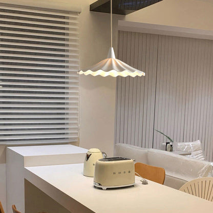 Minimalist Round Pleated Ceramic 1-Light Pendant Light