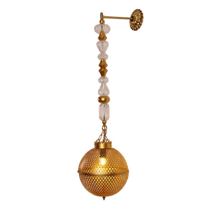 Iron Glass Skeletonized Ball 1-Light Wall Sconce Lamp