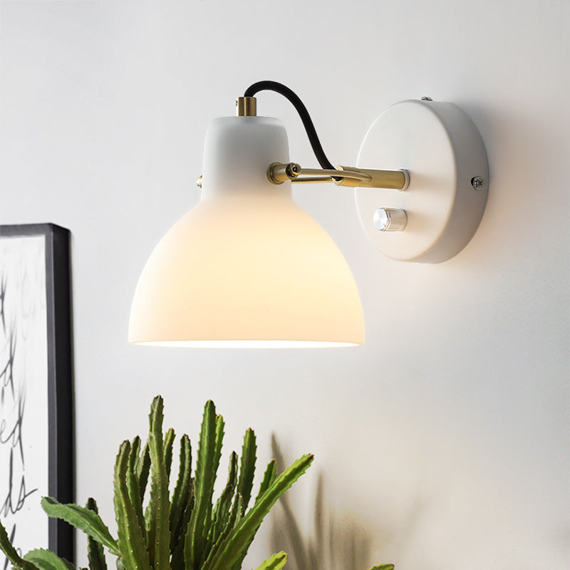 Simplicity Glass Dome Hemispheroid 1-Light Wall Sconce Lamp