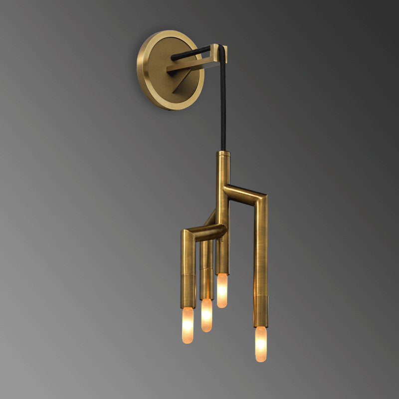 Industrial Copper Strip Pendant 4-Light Wall Sconce Lamp