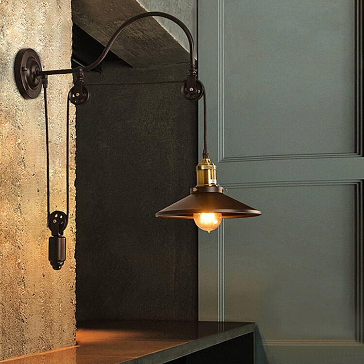 Contemporary Industrial Iron Round 1-Light Wall Sconce Lamp