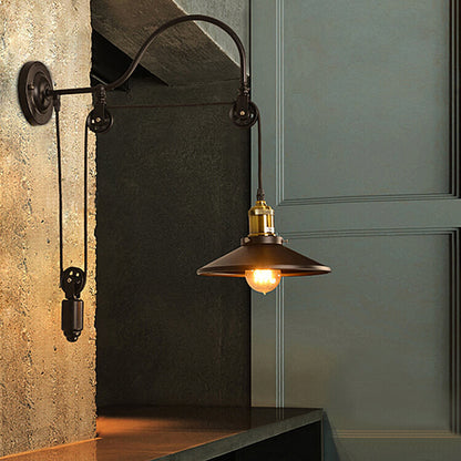 Contemporary Industrial Iron Round 1-Light Wall Sconce Lamp