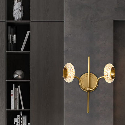 Light Luxury Brass Glass Circle 1/2 Light Wall Sconce Lamp