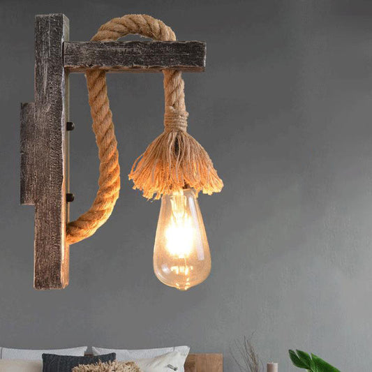 Vintage Solid Wooden Twine 1-Light Wall Sconce Lamp