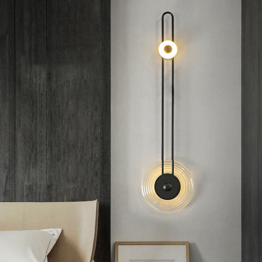 Deco Grain Glass Shade Iron Long Pole LED Wall Sconce Lamp