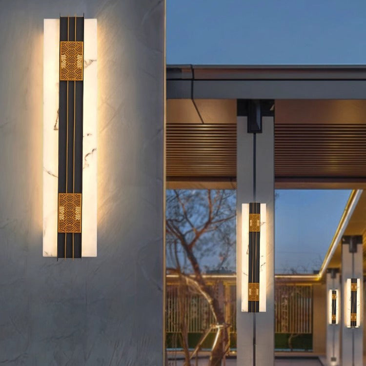 Chinese Stainless Steel Faux Marble LED Wall Sconce Lamp