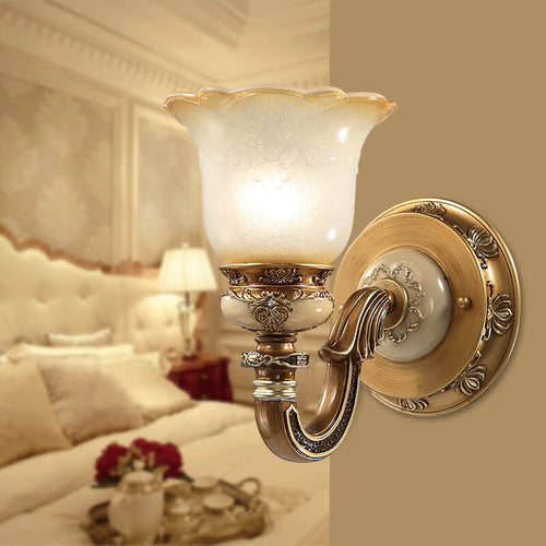Flower Cup Iron Resin Glass 1/2 Light Wall Sconce Lamp