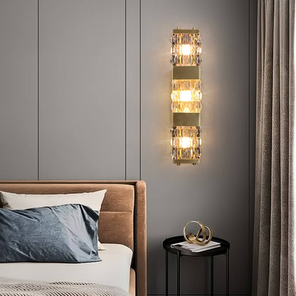 Rectangular Copper Glass 2/3 Light Wall Sconce Lamp