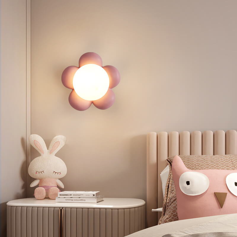 Macaron Ceramic Sunflower Glass 1-Light Wall Sconce Lamp