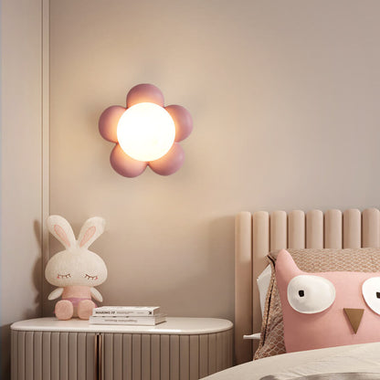 Macaron Ceramic Sunflower Glass 1-Light Wall Sconce Lamp