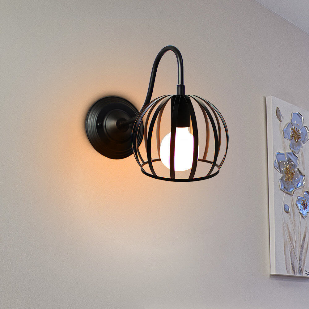 Retro Iron Hollow Semicircle 1-Light Wall Sconce Lamp