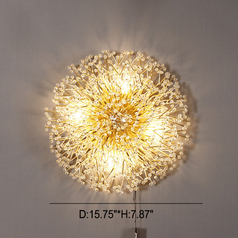 Luxury Crystal Dandelion Aluminum 4-Light Wall Sconce Lamp