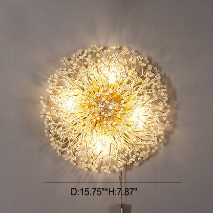 Luxury Crystal Dandelion Aluminum 4-Light Wall Sconce Lamp