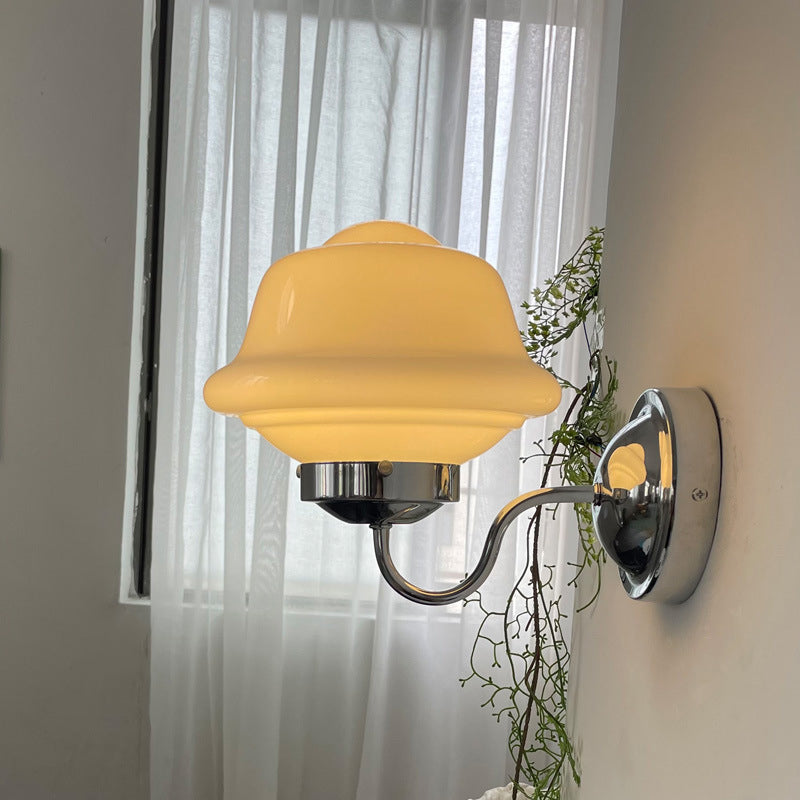 Retro Round Clouds Iron Glass 1-Light Wall Sconce Lamp