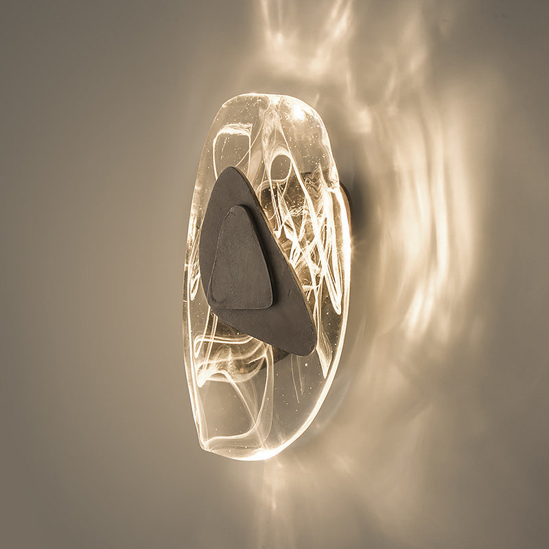 Art Deco Irregular Oval Glass Iron LED Wall Sconce Lamp