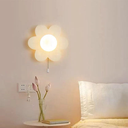 Modern Minimalist Cream Flower Resin LED Wall Sconce Lamp