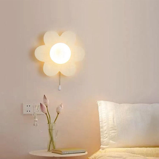Modern Minimalist Cream Flower Resin LED Wall Sconce Lamp