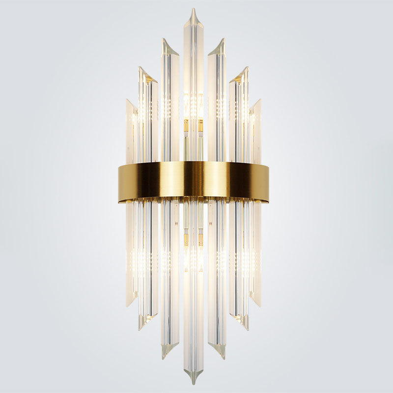 Glass Crystal Rod Stainless Steel 2-Light Wall Sconce Lamp