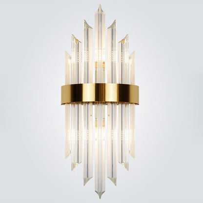 Glass Crystal Rod Stainless Steel 2-Light Wall Sconce Lamp